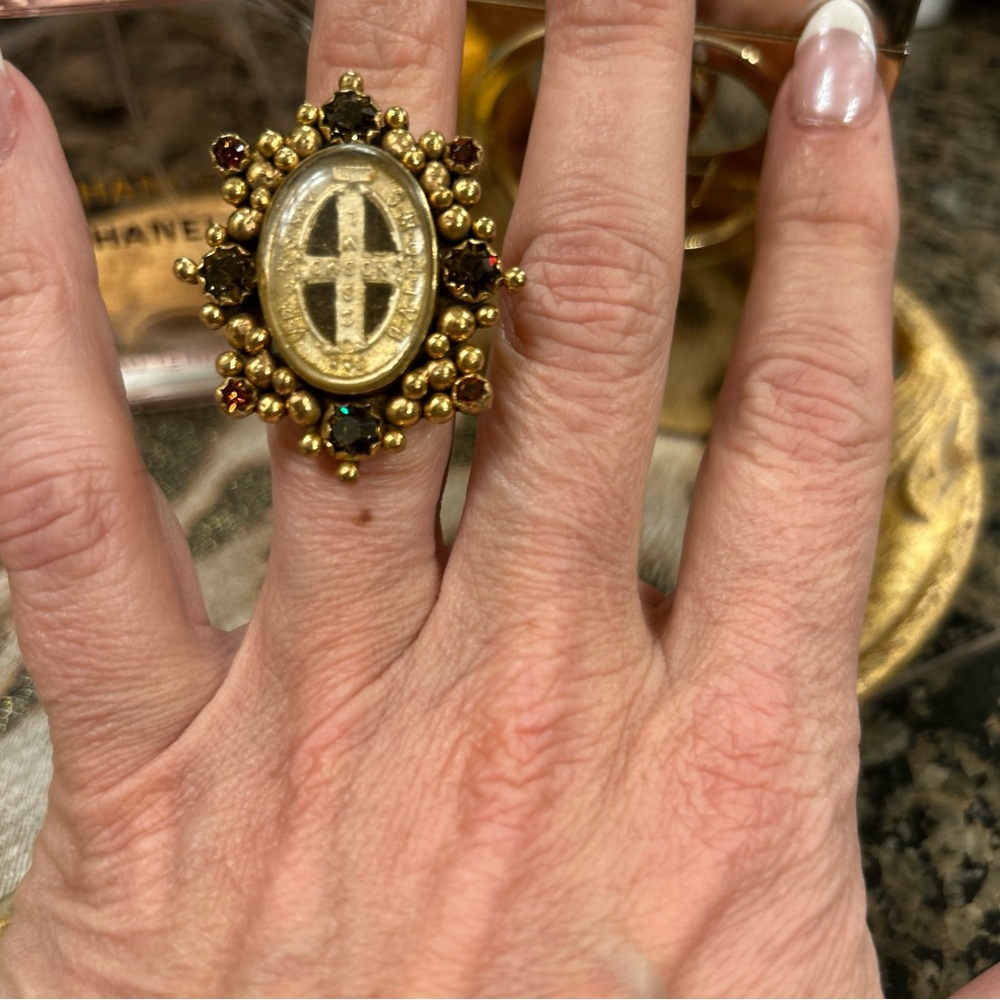 Virgins Saints & Angels Gold and Black Ornate Ring